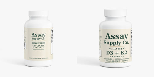 Foundational Stack: Magnesium Glycinate and Vitamin D3 + K2 bottles with the current labels